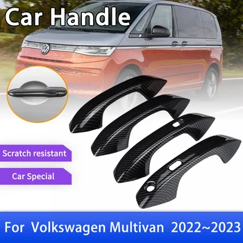 Капачка на Дръжката на Вратата от Въглеродни Влакна за Volkswagen VW Multivan T7 2022 2023 Автомобилни Предпазни Аксесоари, Джаджи Етикети за Полагане на Покритие