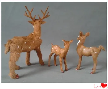 имитация на елен едно семейство с три пъстри елен модел полиетилен и кожа на елен модел за декорация на дома подпори, модел подарък d363