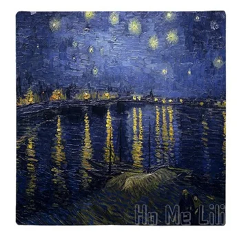 Фланелевое одеяло в стил VG Art Звездна нощ над Рона Алискамп Водни лилии Пейзаж със слънчоглед в джапанки Сен-Реми
