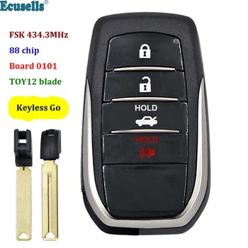 3 + 1 Бутон на Дистанционното ключ и без ключ FSK434.4 Mhz Такса 0101 88 ЧИП за Toyota TOY12